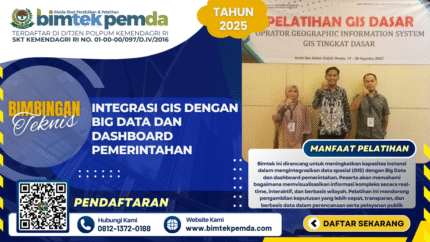 Bimtek ini dirancang untuk meningkatkan kapasitas instansi dalam mengintegrasikan data spasial (GIS) dengan Big Data dan dashboard pemerintahan. Peserta akan memahami bagaimana memvisualisasikan informasi kompleks secara real-time, interaktif, dan berbasis wilayah. Pelatihan ini mendorong pengambilan keputusan yang lebih cepat, transparan, dan berbasis data dalam perencanaan serta pelayanan publik modern.