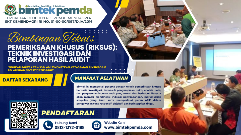 Cover Bimtekpemda (84) Bimtek Pemeriksaan Khusus (Riksus): Teknik Investigasi dan Pelaporan Hasil Audit