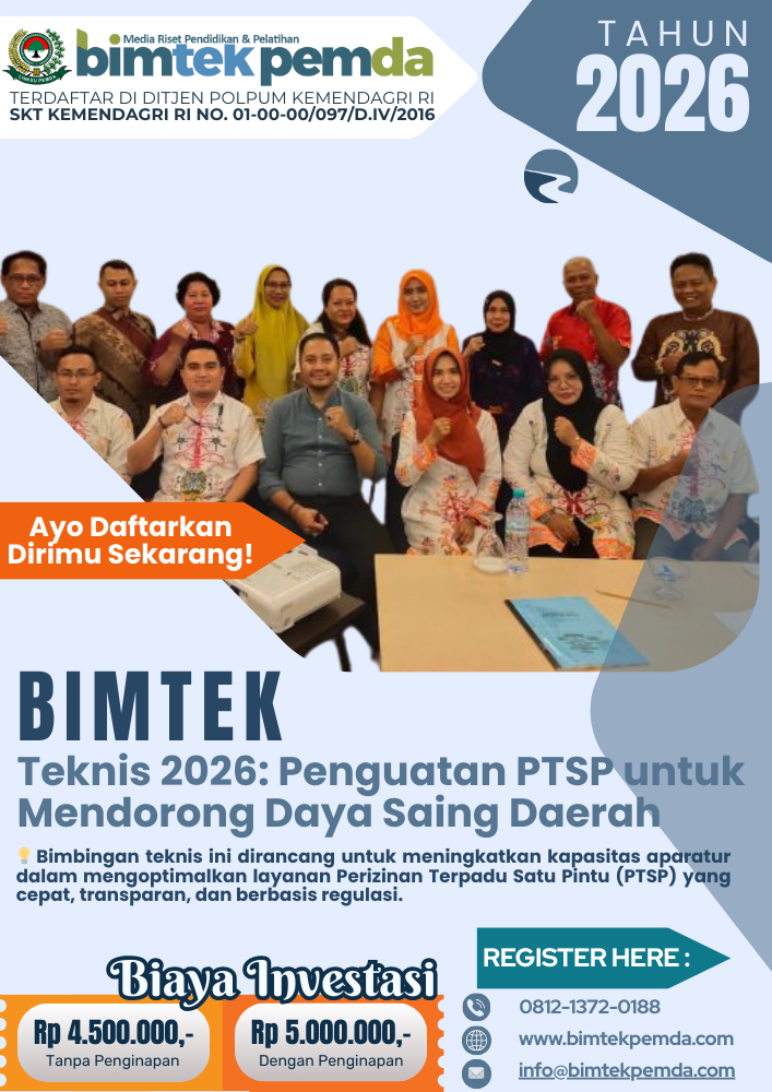 Bimtek Teknis 2026: Penguatan PTSP untuk Mendorong Daya Saing Daerah Bimtek Teknis 2026: Penguatan PTSP untuk Mendorong Daya Saing Daerah - Gambar 1