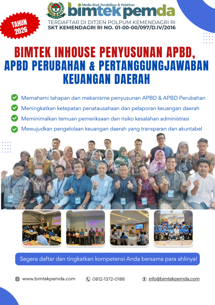 Bimtek Inhouse Penyusunan APBD, APBD Perubahan, dan Pertanggungjawaban Keuangan Daerah Bimtek Inhouse Penyusunan APBD, APBD Perubahan, dan Pertanggungjawaban Keuangan Daerah - Gambar 1