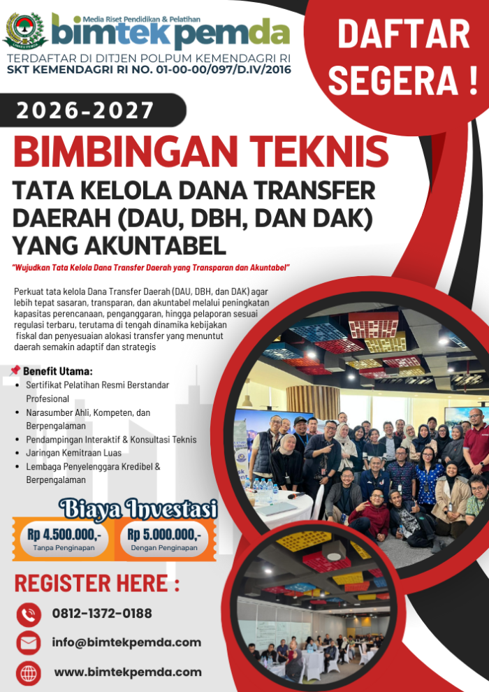 Bimtek Tata Kelola Dana Transfer Daerah (DAU, DBH, Dan DAK) Yang ...