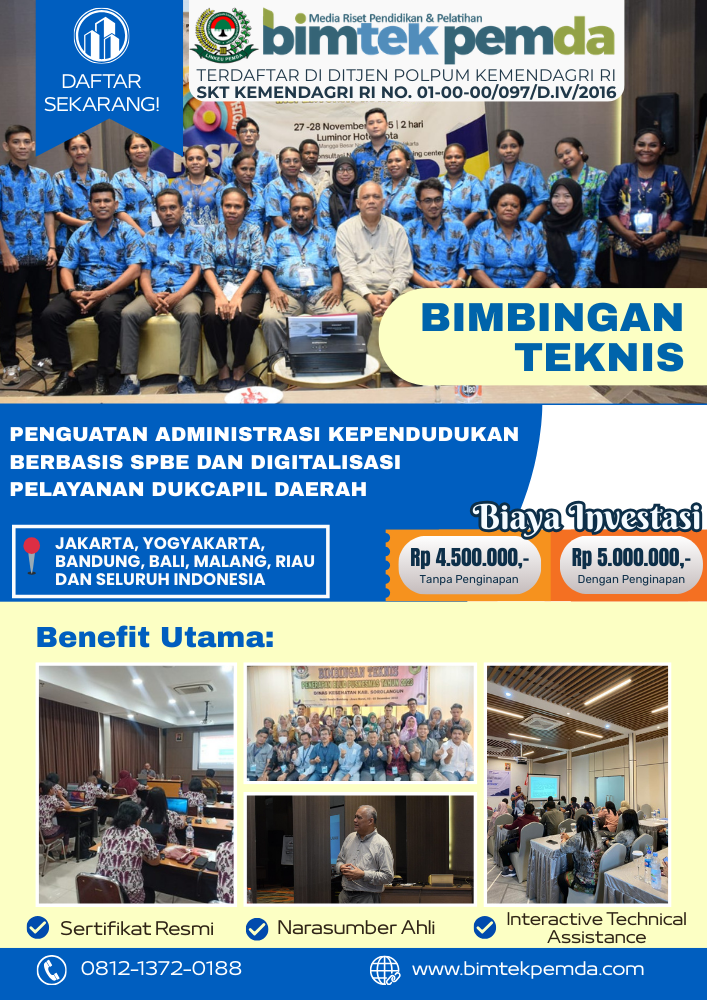 Bimbingan Teknis Penguatan Administrasi Kependudukan Berbasis SPBE dan Digitalisasi Pelayanan Dukcapil Daerah Bimbingan Teknis Penguatan Administrasi Kependudukan Berbasis SPBE dan Digitalisasi Pelayanan Dukcapil Daerah - Gambar 1