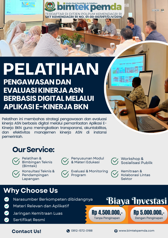 Pelatihan Pengawasan dan Evaluasi Kinerja ASN Berbasis Digital melalui Aplikasi E-Kinerja BKN