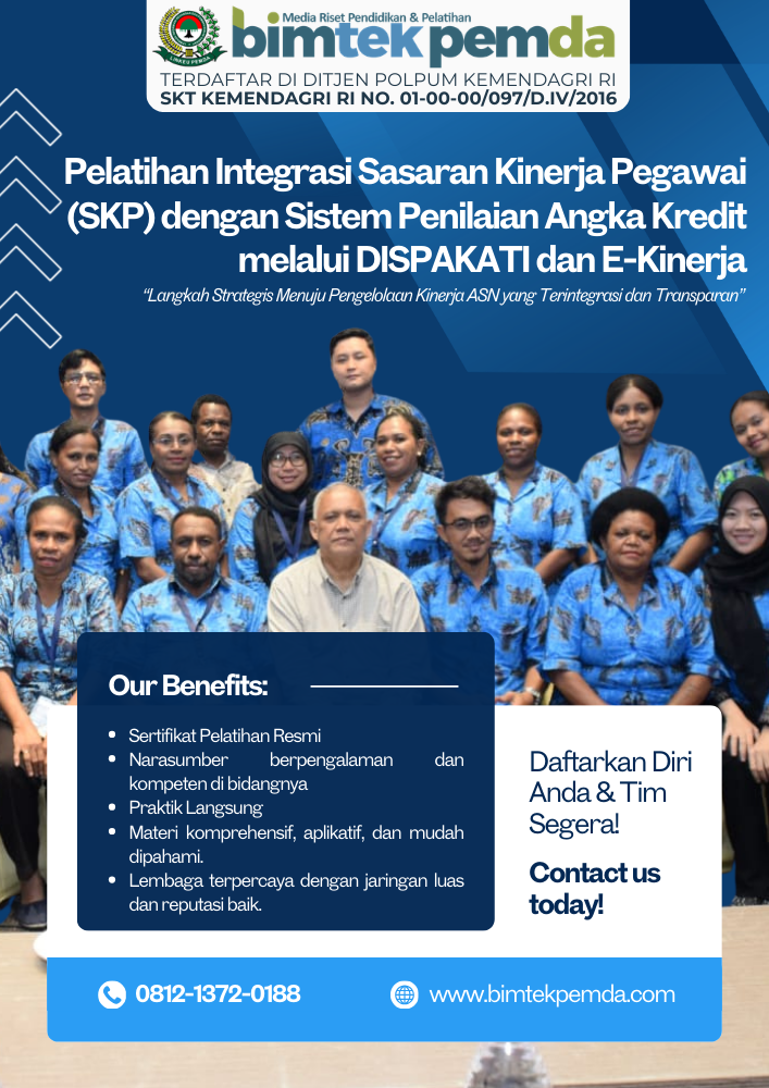 Pelatihan Integrasi Sasaran Kinerja Pegawai (SKP) dengan Sistem Penilaian Angka Kredit melalui DISPAKATI dan E-Kinerja Pelatihan Integrasi Sasaran Kinerja Pegawai (SKP) dengan Sistem Penilaian Angka Kredit melalui DISPAKATI dan E-Kinerja - Gambar 1