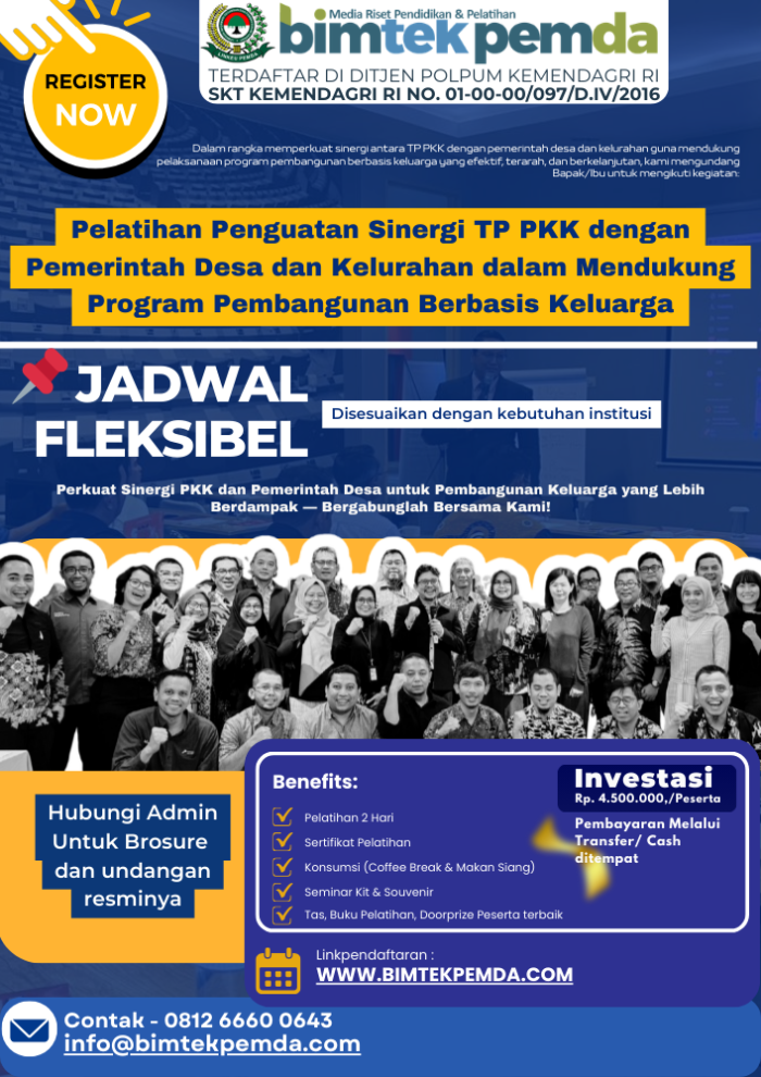Pelatihan Penguatan Sinergi TP PKK Dengan Pemerintah Desa Dan Kelurahan ...
